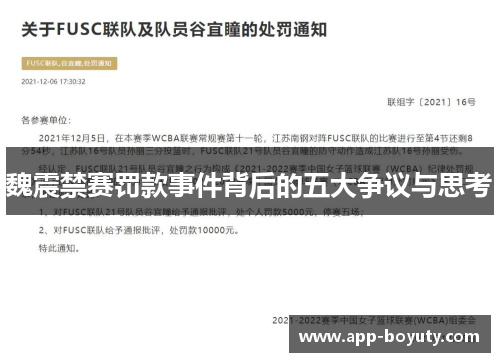魏震禁赛罚款事件背后的五大争议与思考